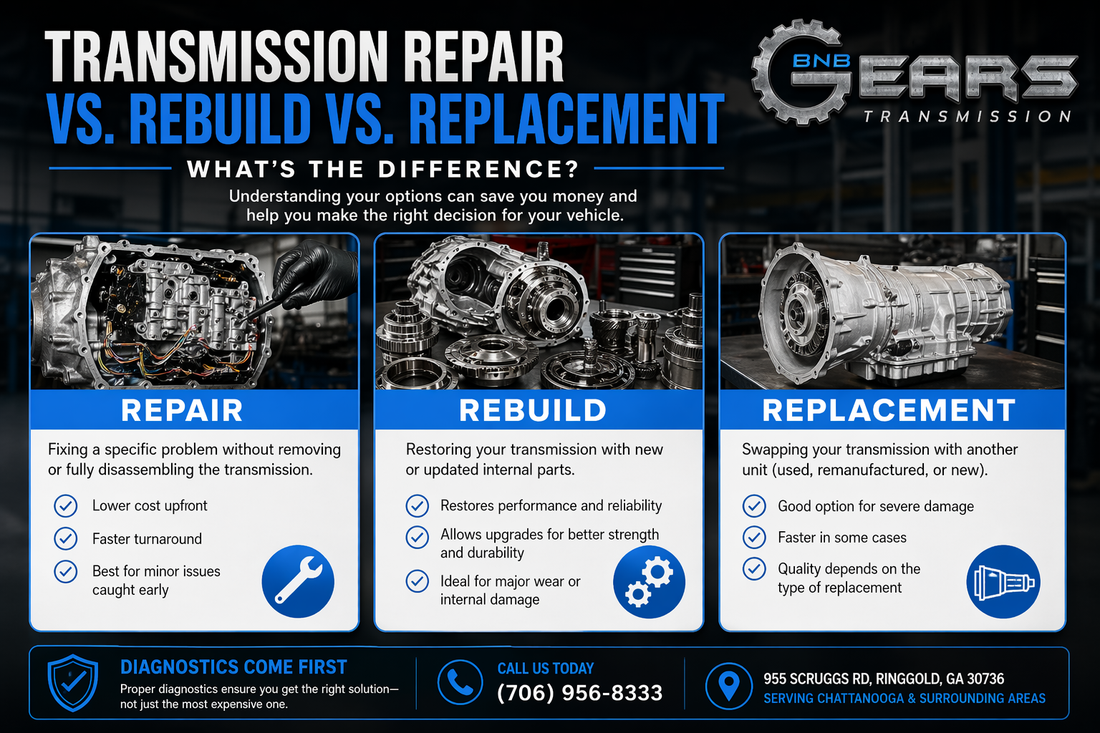 Transmission Repair vs Rebuild vs Replacement: What’s the Difference?