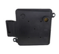 Top view of a plastic 850RE transmission filter on a white background
