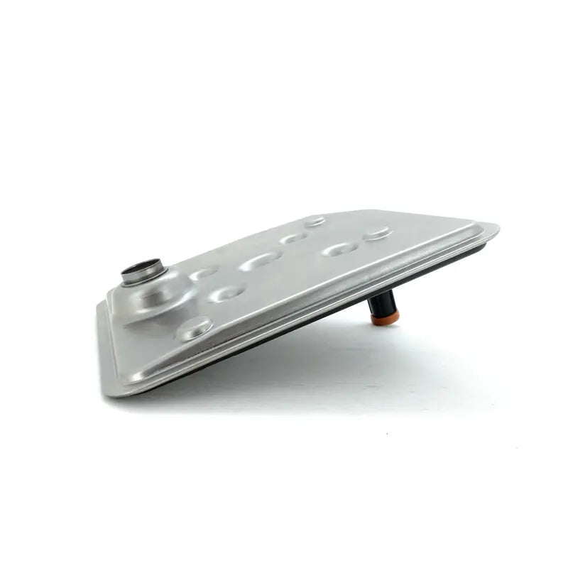 A silver metallic 6R80 shallow pan transmission filter on a white background