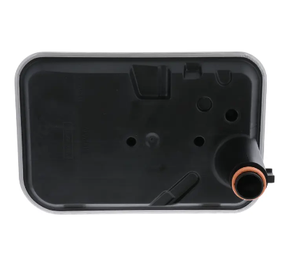 A silver transmission filter for Allison 1000 models from 2001-2006 with a shallow pan design and a visible filter media.
