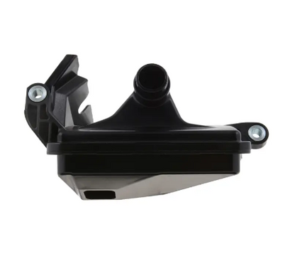 Side view of black Honda transmission filter on white background