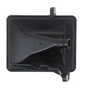 Bottom view of black Honda transmission filter on white background